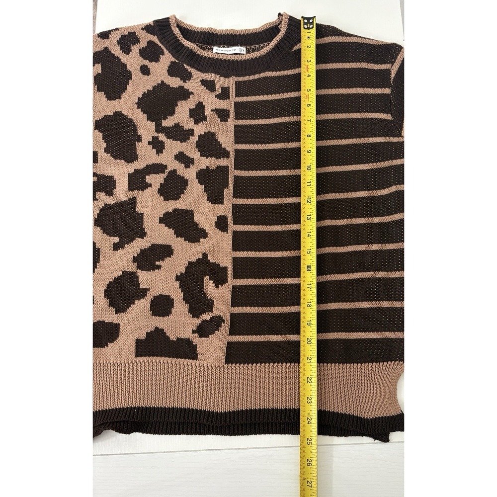 Staccato Brown Leopard Women's Casual Sweater M Cozy Thanksgiving Fall Statement - Picture 12 of 12